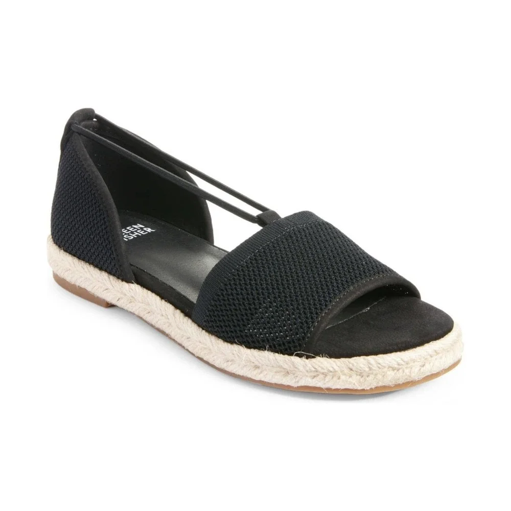 Eileen Fisher Mews Mesh‎ Slip On Espadrille Sandals Women's Sz 7.5 Black Elastic